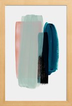 JUNIQE - Poster in houten lijst Roze en teal - abstract -40x60 /Groen