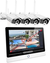 Dakta® Beveiligingscamera met scherm |  4 Cameras | incl. 2 TB | Incl. 12” monitor | Wifi Camera Set | CCTV | Bewegingsdetector