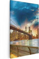 Artaza Canvas Schilderij New York Brooklyn Brug  - 80x120 - Groot - Foto Op Canvas - Canvas Print