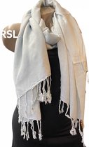 Sjaal lang effen kleur grijswit 185/75cm