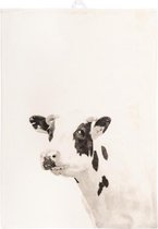 Koe dieren keukenhanddoek - 50x70 cm - Koe/boerderij - Wit