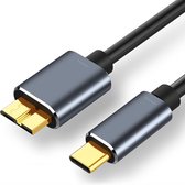 Everytech USB-C Male naar USB 3.0 Micro Male kabel - Aluminium afwerking - 2 Meter - Vergulde connectoren - CE, FC en RoHS gecertificeerd -  Zwart en Space-Grijs