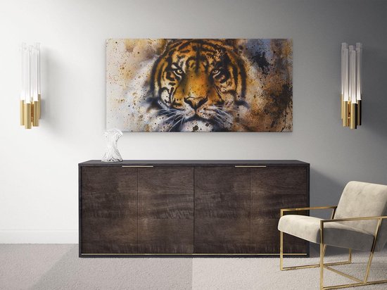 Artaza - Peinture sur toile - Tigre peint - Abstrait - 100 x 50 - Groot - Photo sur toile - Impression sur toile
