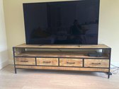 GB TV Kast - Mangohout - Matzwart Staal - 180x45x55