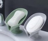 Zeephouder met zuignap - Groen - Bladvorm - Zonder boren - 13cm - Bakje voor zeep, shampoobar, spons etc.