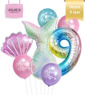 Zeemeermin Ballonnen Set * Cijfer 9 * Nummer 9 * Hoera 9 jaar *  Snoes * Verjaardag * Kinderfeest * Versiering zeemeerminnen * Verjaardag meisje * Ballon Mermaid * Ariël * Thema Kl