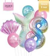 Zeemeermin Ballonnen Set * Cijfer 8 * Nummer 8 * Hoera 8 jaar *  Snoes * Verjaardag * Kinderfeest * Versiering zeemeerminnen * Verjaardag meisje * Ballon Mermaid * Ariël * Thema Kl