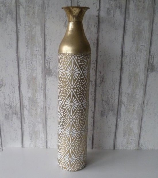 Vaas Frea - Grote vaas metaal - vaas goud - koper - Hoge vaas voor binnen  decoratie 76... | bol