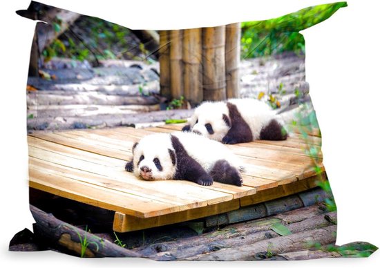 PillowMonkey zitzak - Panda - Vloer - Hout - 140x100 cm - Binnen en Buiten  | bol.com