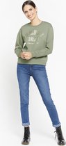 LOLALIZA Sweater met tekst - Khaki - Maat XL