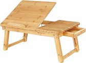 Segenn's Laptoptafel - Laptoptafel van Bamboe - Bedtafel - In Hoogte Verstelbare  met Lade - Opvouwbare Notebooktafel  - Bedtafel - Lezen - Ontbijten - Tekenen, 55 x (21-29) x 35 c