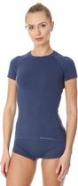 Brubeck | Dames Thermo Active Ondershirt met Merino Wol - Naadloos -  T-Shirt - Jeansblauw S