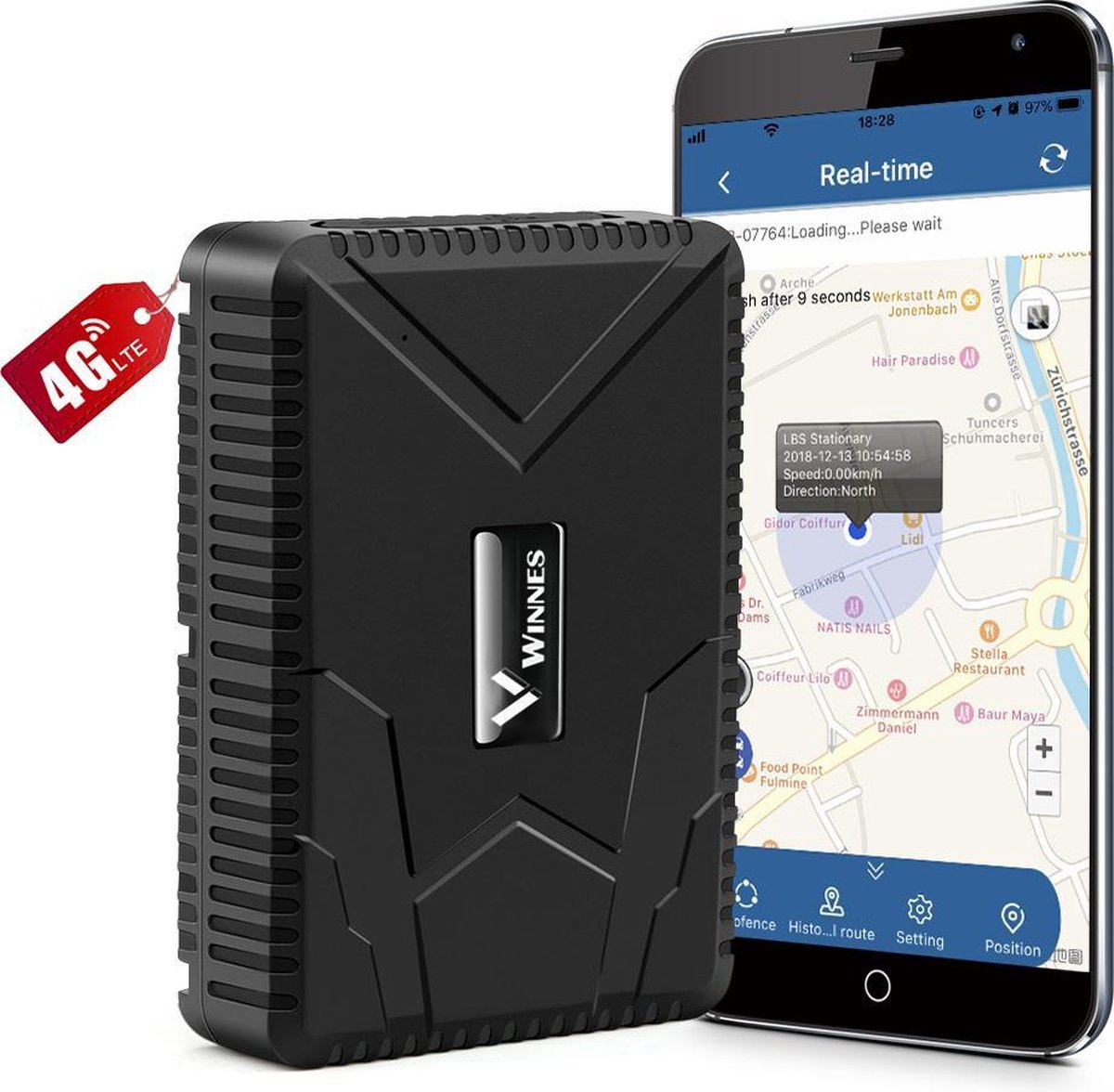 Traceur GPS TKMARS 4G - Sans abonnement - IP65 Etanche Convient à tous les  Véhicules 