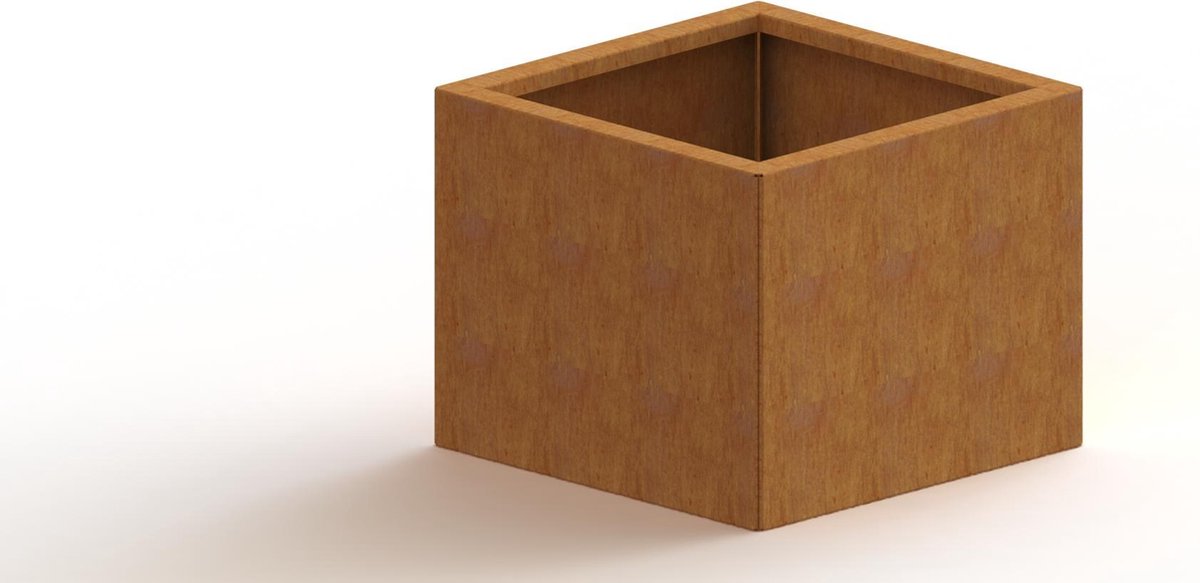 Cortenstaal plantenbak - Vierkant - 50x50x40cm - Roestkleur - Met bodem - MySteel