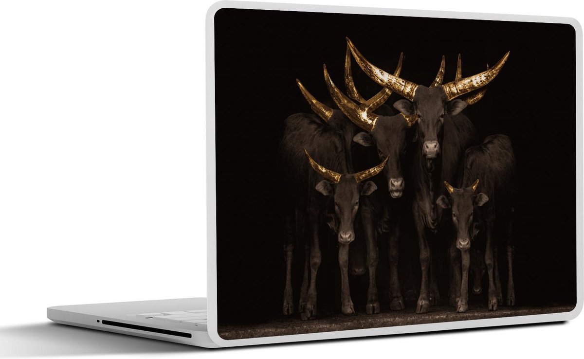Laptop sticker - 12.3 inch - Koeien - Horens - Goud - 30x22cm - Laptopstickers - Laptop skin - Cover