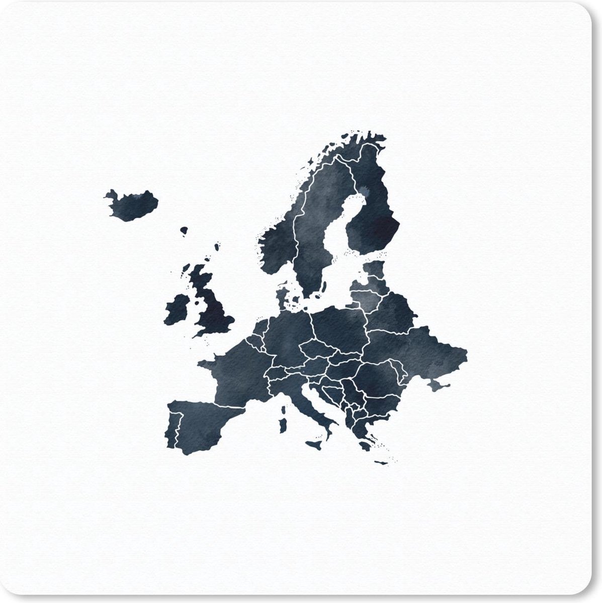 Muismat 30x30 cm - Mousepad Kaart - Europa - Zwart - Muismatten