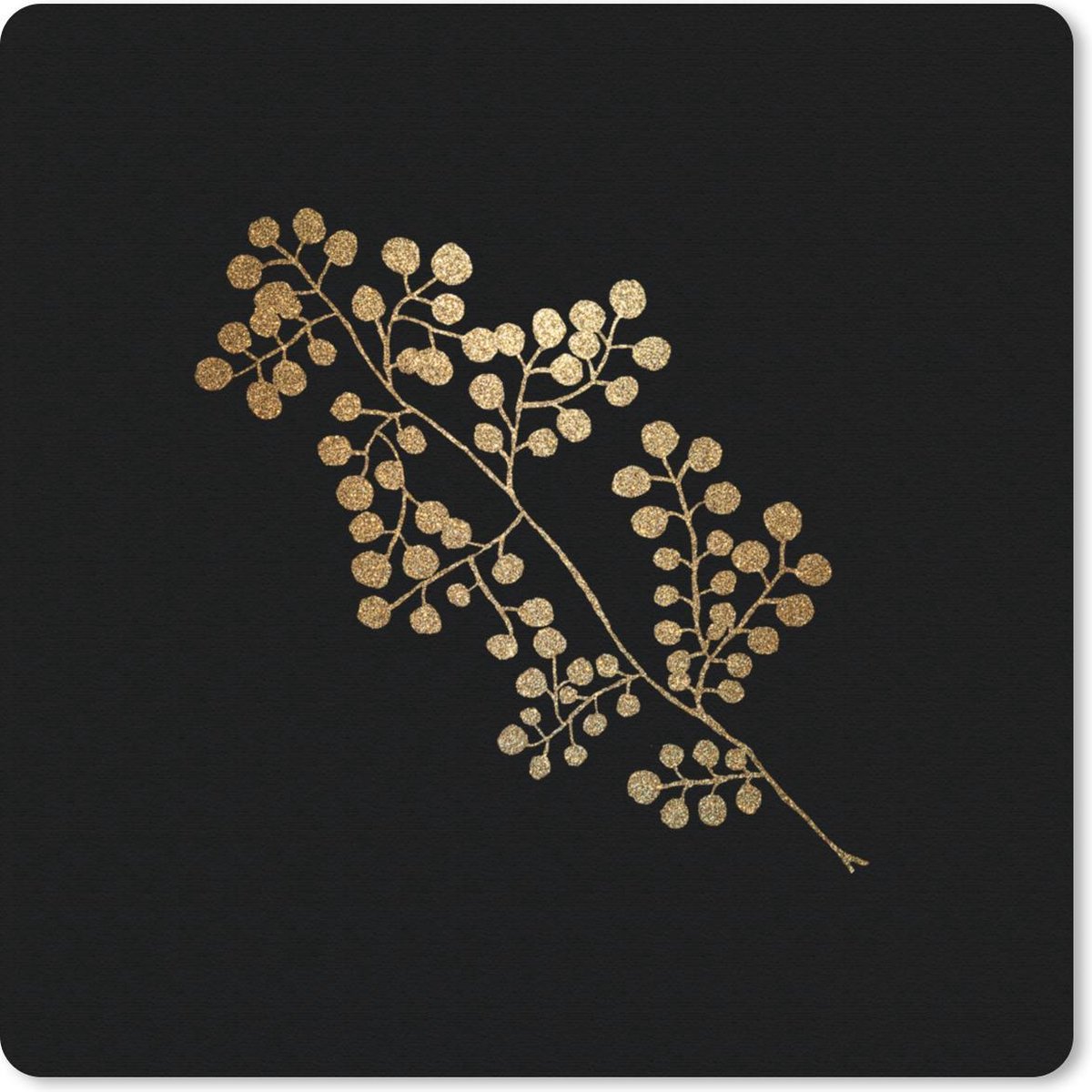 Muismat 20x20 cm - Mousepad Goud - Tak - Blad - Muismatten