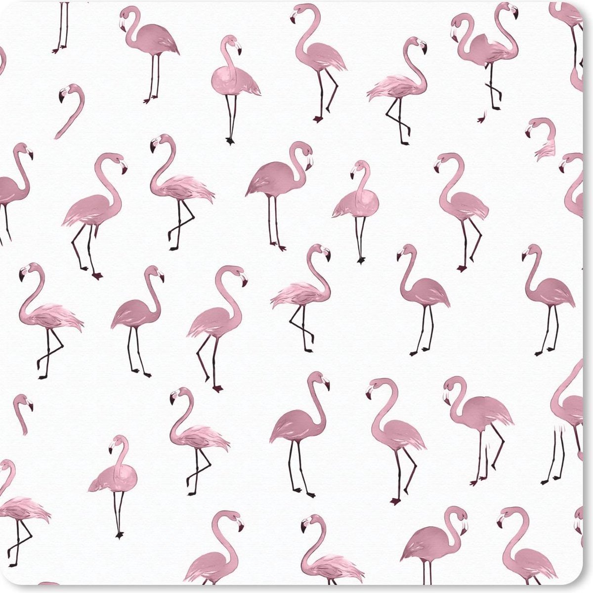 Muismat 30x30 cm - Mousepad Flamingo - Roze - Patronen - Illustratie - Muismatten