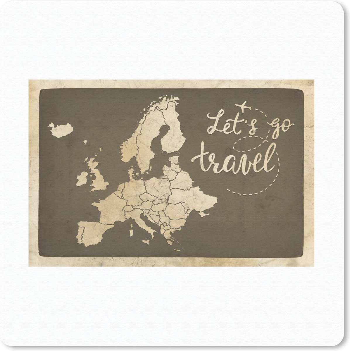 Muismat 20x20 cm - Mousepad Europa kaart - Vintage - Quotes - Muismatten