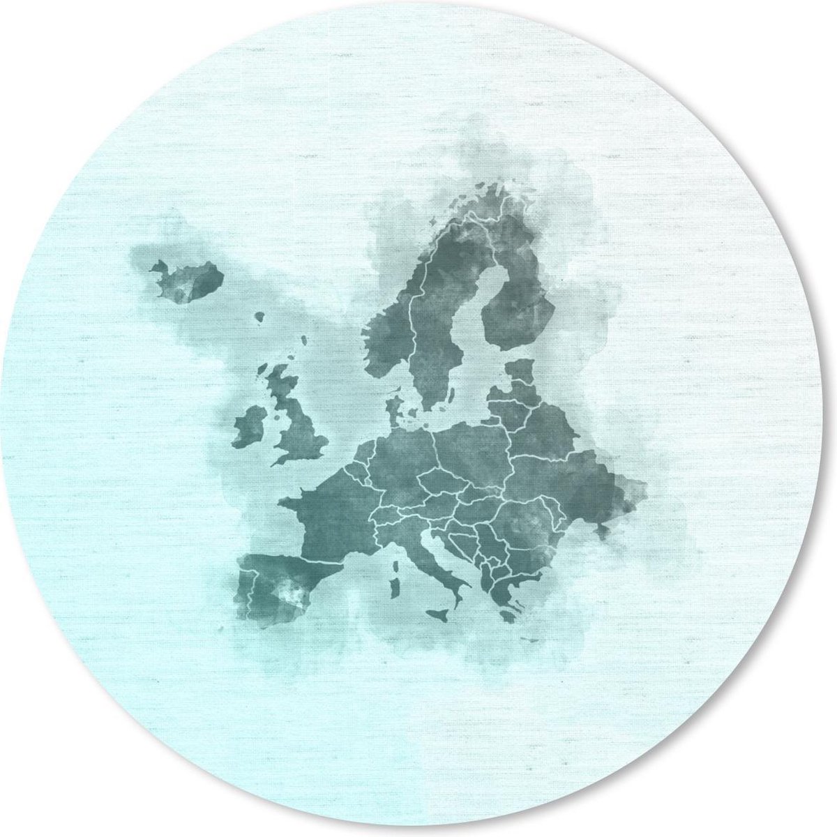 Muismat rond 30x30 cm - Mousepad Kaarten - Europa - Blauw - Waterverf - Ronde muismatten