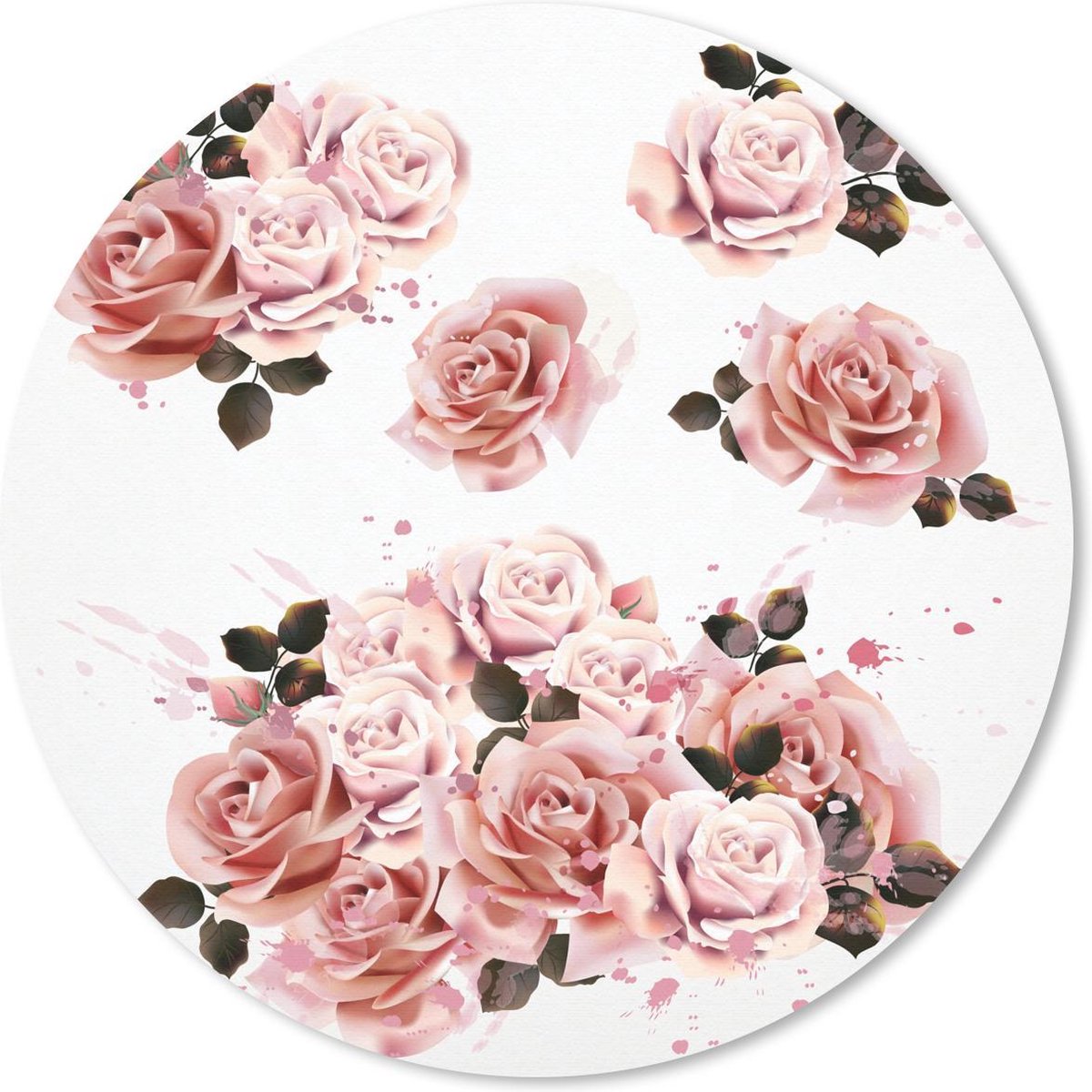 Muismat rond 30x30 cm - Mousepad Rozen - Roze - Verf - Ronde muismatten