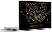 Laptop sticker - 13.3 inch - Kaart - Montpellier - Zwart - Goud - 31x22,5cm - Laptopstickers - Laptop skin - Cover