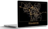 Laptop sticker - 10.1 inch - Kaart - Strasbourg - Goud - Zwart - 25x18cm - Laptopstickers - Laptop skin - Cover