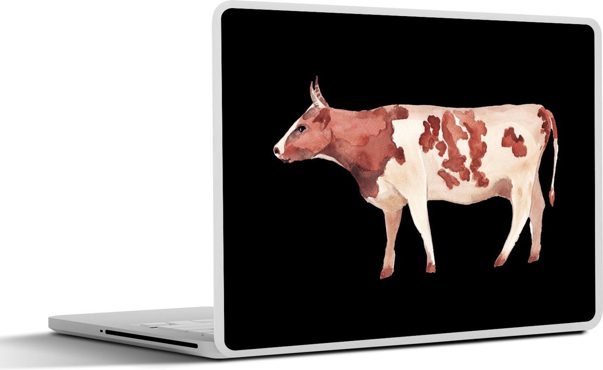 Laptop sticker - 17.3 inch - Koe - Illustratie - Zwart - 40x30cm - Laptopstickers - Laptop skin - Cover