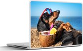 Laptop sticker - 15.6 inch - Hond - Zonnebril - Strand - Zomer - 36x27,5cm - Laptopstickers - Laptop skin - Cover