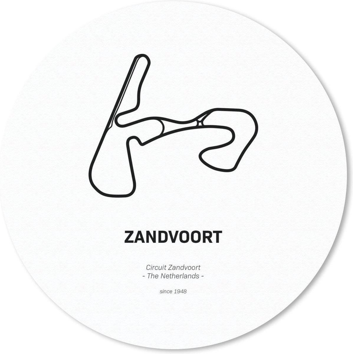 Muismat - Mousepad - Rond - Circuit - Zandvoort - Formule 1 - 30x30 cm - Ronde muismat