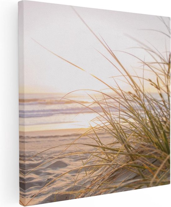 Artaza Canvas Schilderij Strand En Duinen Tijdens Zonsondergang - 30x30 - Klein - Foto Op Canvas - Canvas Print