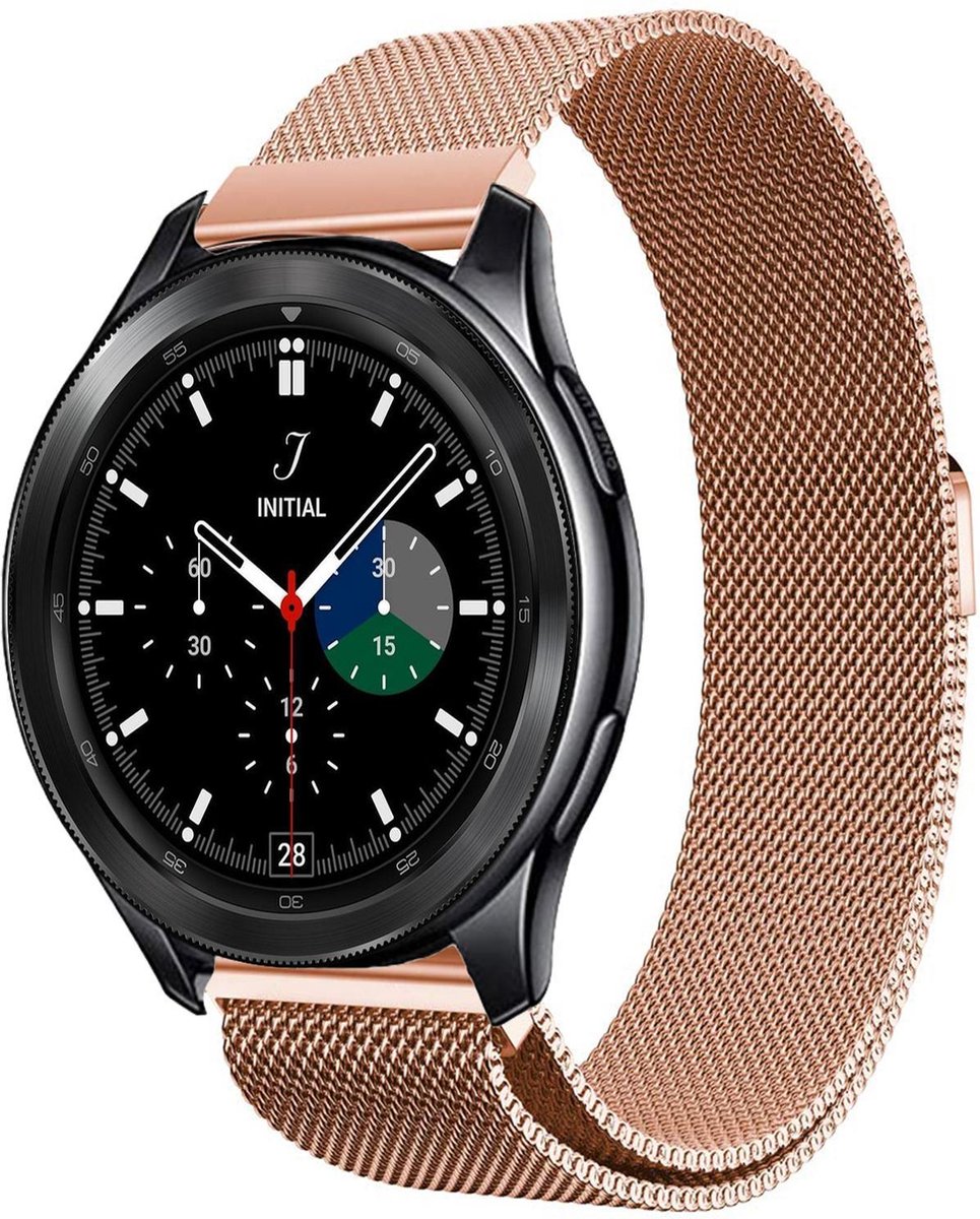 Bandje geschikt voor Samsung Watch 4 Classic 46 mm - Roségoud Milanese Band