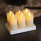KENN Oplaadbare Kaarsen - 6 Stuks - Warm Wit - 16 Uur Lichttijd - Met Afstandsbediening - Veilig & Duurzaam - Bewegende Vlam - Uitstekende Kwaliteit