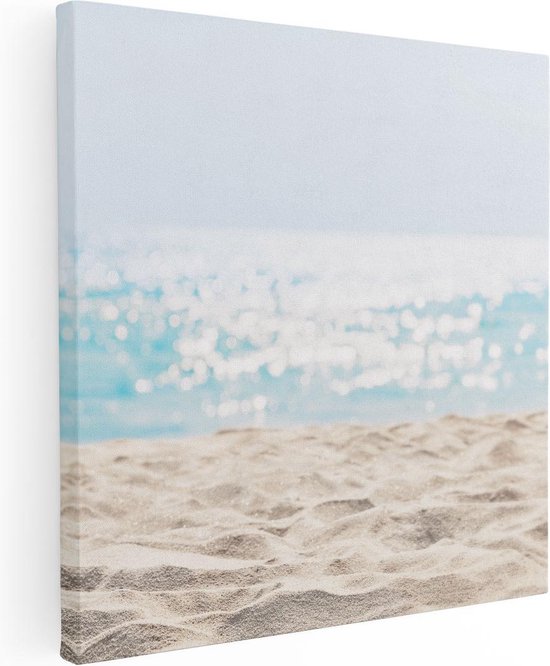Artaza Canvas Schilderij Helder Witte Strand Met Zee Uitzicht - 30x30 - Klein - Foto Op Canvas - Canvas Print