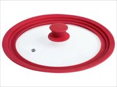 Ernesto Universeel glazen deksel Ø24-28 cm Rood - Geschikt voor potten en pannen van Ø24, 26, 28 cm - Ovenbestendig: tot 210 °C - Grijs
