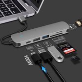 Royal Luxury® 6-in-1 USB Hub met Voeding – USB C Hub – USB Adapter – USB Hub 3.0 – Multifunctionele adapter – HD 4K Output