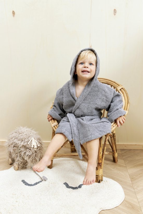 Meyco Baby Uni badjas - badstof - grey - 98/104 van Meyco — afbeelding 3