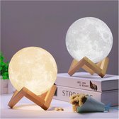 DecorVerlichting Maan Lamp -10 cm - Tafellamp - Accu 15 tot 89 uur - Moonlamp 16 dimbare LED kleuren en Afstandbediening