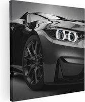 Artaza Canvas Schilderij Grijze Sportwagen Auto - Zwart Wit - 70x70 - Foto Op Canvas - Canvas Print