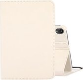 360 graden rotatie Litchi-textuur Flip lederen hoes met houder voor iPad mini 6 (wit)
