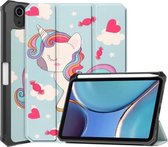 Gekleurde tekening Horizontale Flip TPU + PU lederen tas met drie opvouwbare houder & slaap- / wekfunctie & pensleuf voor iPad mini 6 (eenhoorn)