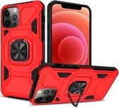 Knight Cool Series pc + TPU schokbestendig hoesje met magnetische ringhouder voor iPhone 12/12 Pro (rood + zwart)