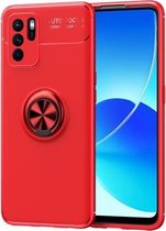 Voor OPPO Reno6 Z metalen ringhouder 360 graden roterende TPU-hoes (rood)