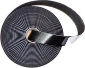 Klittenband zelfklevend zwart 5 meter - Klittenband Rol - Ultra Sterk - Zwart - 2,5cm - Plakbaar & Naaibaar - Velcro