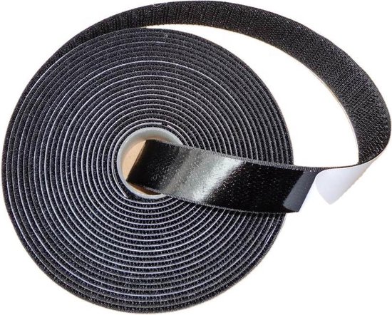 aangrenzend genezen tanker Klittenband zelfklevend zwart 5 meter - Klittenband Rol - Ultra Sterk -  Zwart - 2,5cm... | bol.com