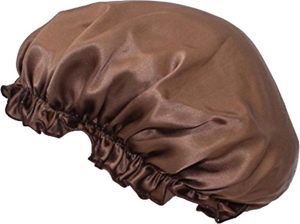 YOSMO - Zijden bonnet - slaapmuts - kleur bruin - 100% zijde - Moerbei