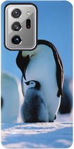 ADEL Siliconen Back Cover Softcase Hoesje Geschikt voor Samsung Galaxy Note 20 Ultra - Pinguin Blauw