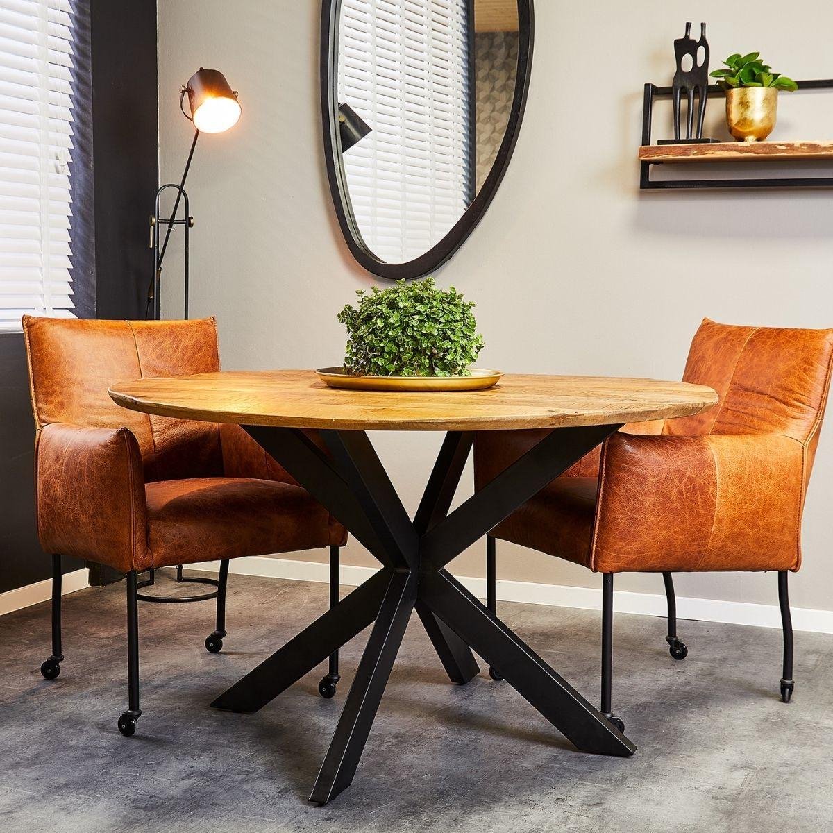 Meubels4nu - Arlington - Eettafel rond - 120cm - Mangohout - Snelle levering