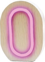 Piu Forty Wooden LED light  letter “O” with light Neon –  Pink color – AAA battery - 10,3×15,3 cm