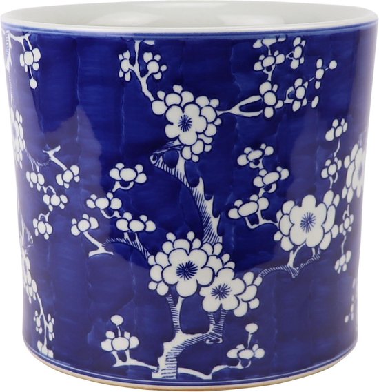 amplitude premie voor eeuwig Fine Asianliving Chinese Bloempot Blauw Handgeschilderd Bloesems D22xH20cm  | bol.com